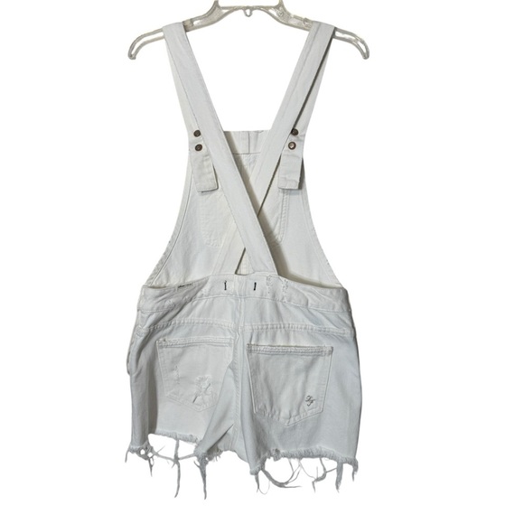 Lovers + Friends White Denim Short Overalls | Size Small | Distressed - Picture 3 of 10